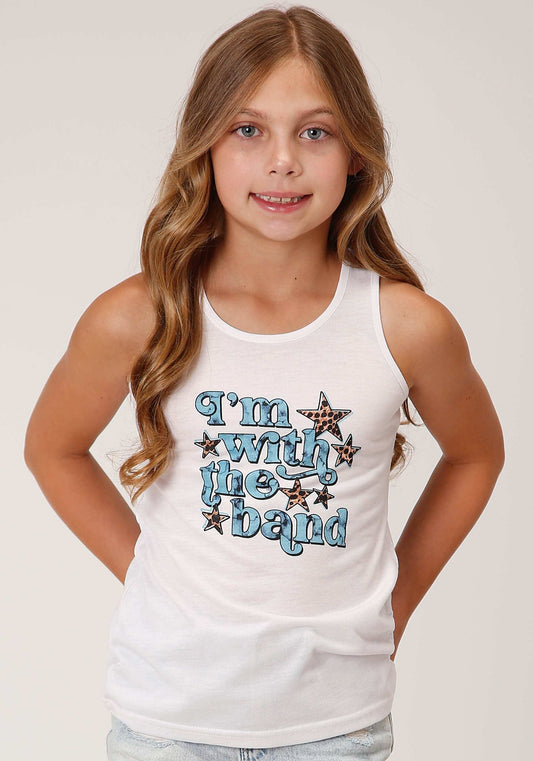 Roper Girls Sleeveless Knit White Poly Rayon Racerback Tankt T-Shirt - Roper - Flyclothing LLC