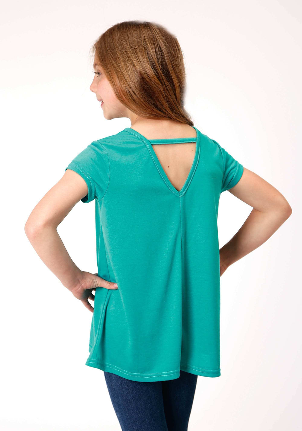 Roper Girls Short Sleeve Knit Poly Rayon Jersey Short Sleeve Swing T T-Shirt - Roper - Flyclothing LLC