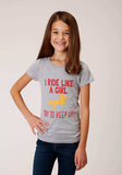 Roper Girls Gray With Ride Like A Girl Screen Print Short Sleeve Knit T-Shirt - Roper - Flyclothing LLC