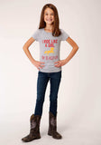 Roper Girls Gray With Ride Like A Girl Screen Print Short Sleeve Knit T-Shirt - Roper - Flyclothing LLC