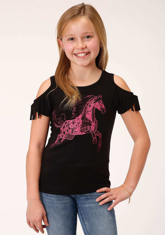 Roper Girls Short Sleeve Knit Poly Rayon Jersey Scoop Neck T T-Shirt - Roper - Flyclothing LLC