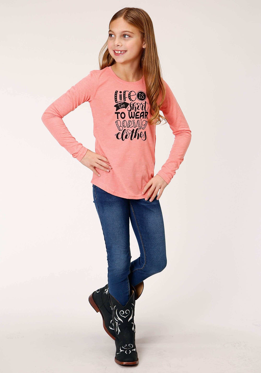 Roper Girls Long Sleeve Knit Poly Rayon Jersey Long Sleeve T T-Shirt - Roper - Flyclothing LLC