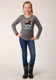 Roper Girls Long Sleeve Knit Poly Rayon Jersey Long Sleeve Scoop Neck T T-Shirt - Roper - Flyclothing LLC