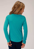 Roper Girls Turquoise With Love Screen Print Long Sleeve Knit T-Shirt - Roper - Flyclothing LLC