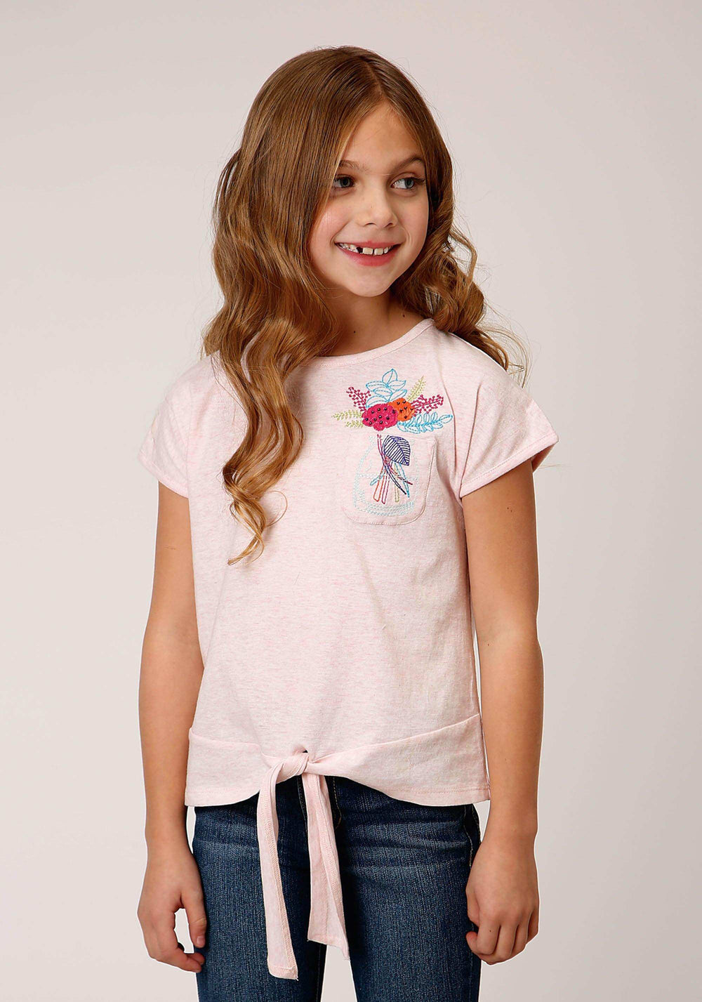 Roper Girls Cotton Milange Short Sleeve Knit T-Shirt - Roper - Flyclothing LLC