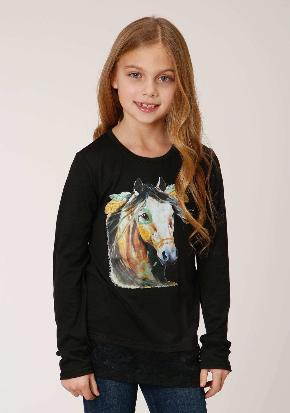 Roper Girls Long Sleeve Knit Poly Rayon Jersey Long Sleeve T T-Shirt - Roper - Flyclothing LLC