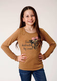 Roper Girls Long Sleeve Knit Poly Rayon Brown Jersey Long Sleeve T T-Shirt - Roper - Flyclothing LLC