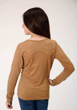 Roper Girls Long Sleeve Knit Poly Rayon Brown Jersey Long Sleeve T T-Shirt - Roper - Flyclothing LLC