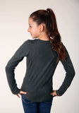 Roper Girls Long Sleeve Knit Poly Rayon Heathered Grey Jersey Long Sleeve T T-Shirt - Roper - Flyclothing LLC