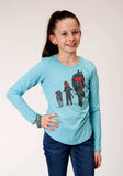 Roper Girls Long Sleeve Knit Poly Rayon Light Blue Jersey Long Sleeve T T-Shirt - Roper - Flyclothing LLC