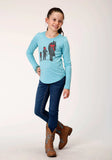 Roper Girls Long Sleeve Knit Poly Rayon Light Blue Jersey Long Sleeve T T-Shirt - Roper - Flyclothing LLC