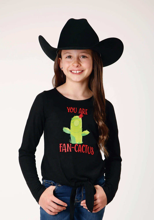 Roper Girls Long Sleeve Knit Poly Rayon Black Jersey Long Sleeve T T-Shirt - Roper - Flyclothing LLC