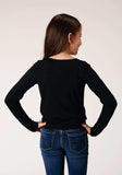 Roper Girls Long Sleeve Knit Poly Rayon Black Jersey Long Sleeve T T-Shirt - Roper - Flyclothing LLC