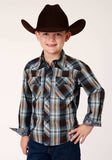 Roper Boys Long Sleeve Snap Crossing Dobby Plaid Western Shirt - Roper - Flyclothing LLC