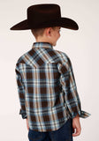 Roper Boys Long Sleeve Snap Crossing Dobby Plaid Western Shirt - Roper - Flyclothing LLC