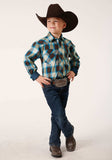 Roper Boys Long Sleeve Snap Brown Arrow Plaid Western Shirt - Roper - Flyclothing LLC