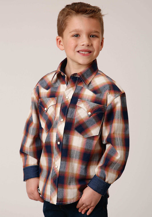 Roper Boys Long Sleeve Snap Arrow Dobby Western Shirt - Roper - Flyclothing LLC