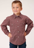 Roper Boys Long Sleeve Snap Red Shadow Geo Western Shirt - Roper - Flyclothing LLC