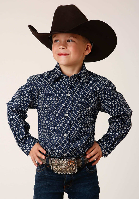 Roper Boys Long Sleeve Snap Midnight Geo Western Shirt - Roper - Flyclothing LLC