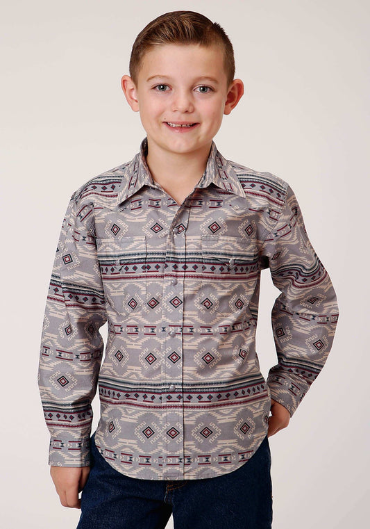 Roper Boys Long Sleeve Snap Blanket Aztec Print Western Shirt - Roper - Flyclothing LLC