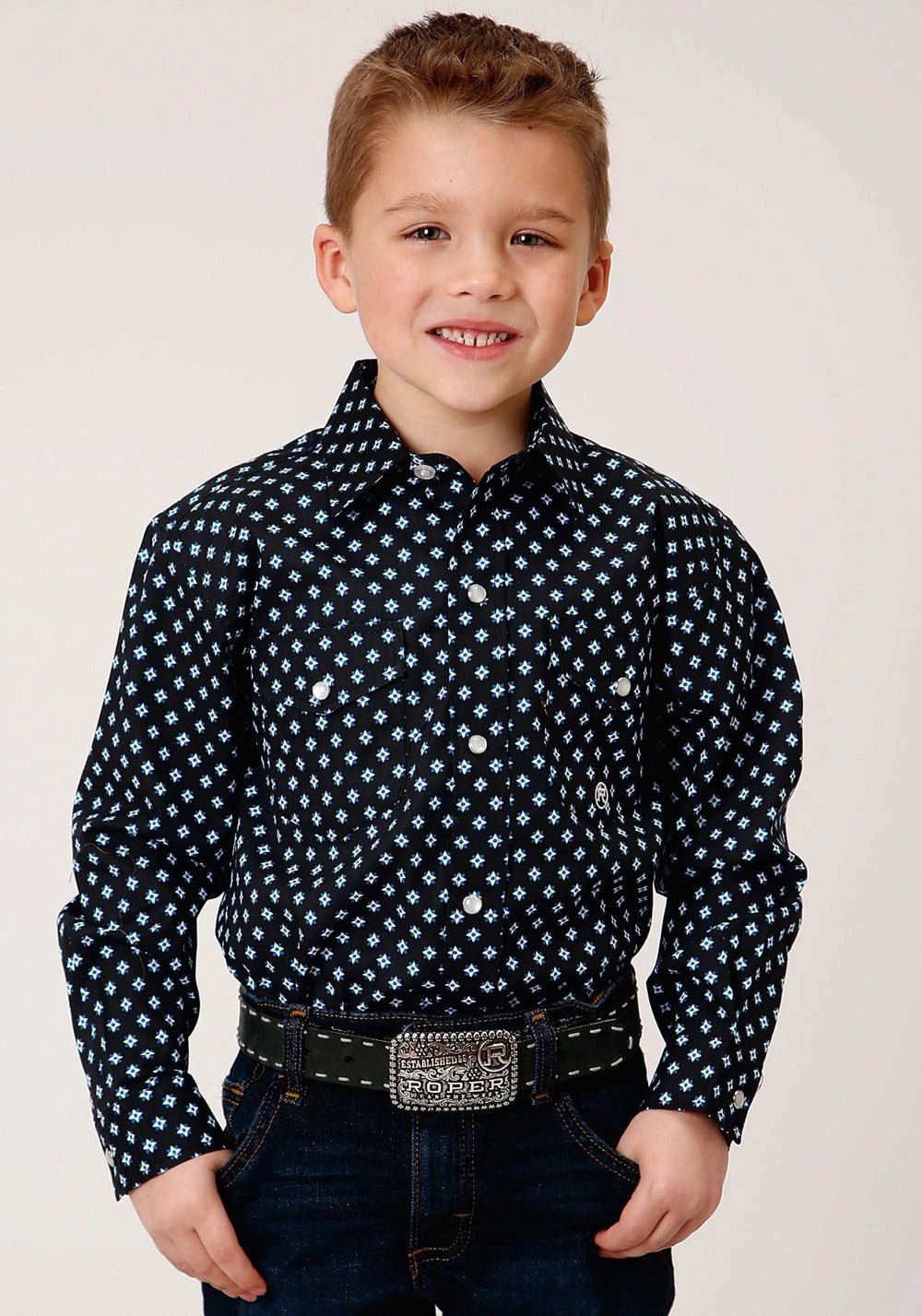 Roper Boys Long Sleeve Snap New Star Foulard Western Shirt - Roper - Flyclothing LLC