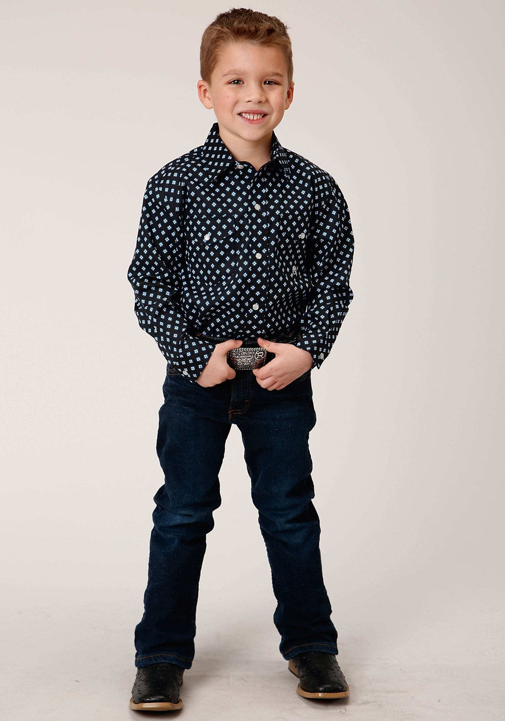 Roper Boys Long Sleeve Snap New Star Foulard Western Shirt - Roper - Flyclothing LLC