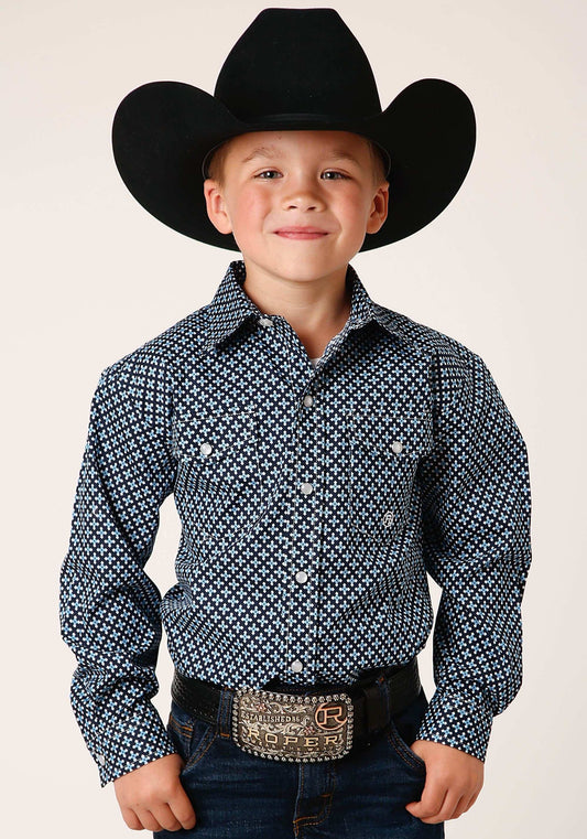 Roper Boys Long Sleeve Snap Four Leaf Foulard Western Shirt - Roper - Flyclothing LLC