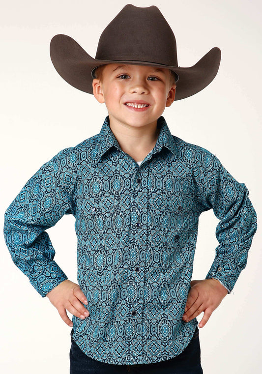 Roper Boys Long Sleeve Snap Medallion Paisley Western Shirt - Roper - Flyclothing LLC