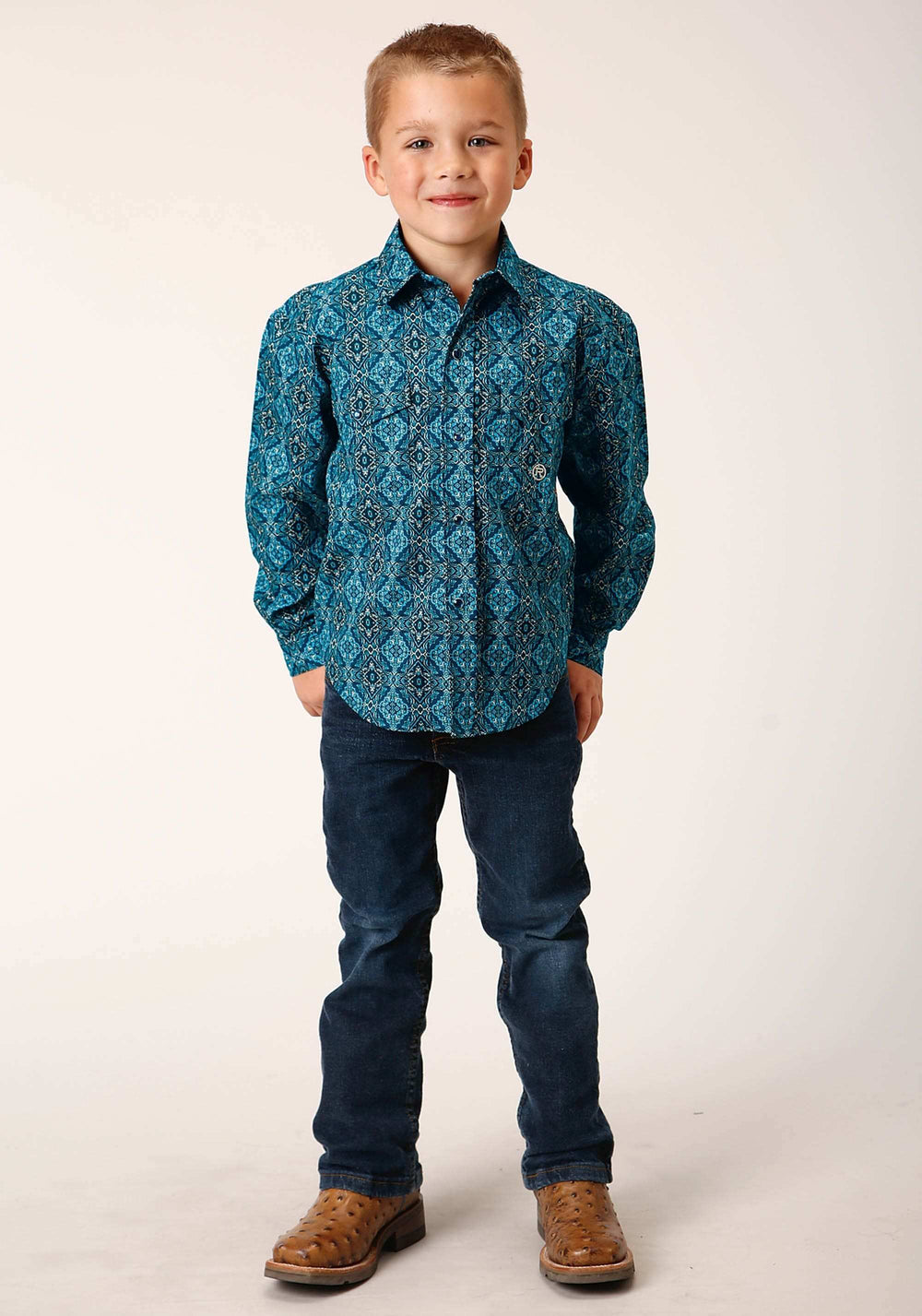 Roper Boys Long Sleeve Snap Gothic Medallion Western Shirt - Roper - Flyclothing LLC