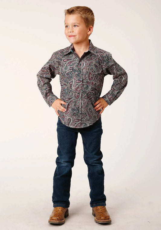 Roper Boys Long Sleeve Snap Old Time Paisley Western Shirt - Roper - Flyclothing LLC
