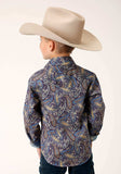 Roper Boys Long Sleeve Snap Royal Paisley Western Shirt - Roper - Flyclothing LLC