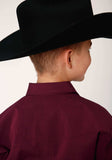Roper Boys Long Sleeve Snap Black Fill Solid Wine Western Shirt - Roper - Flyclothing LLC