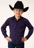 Roper Boys Long Sleeve Snap Solid Black Fill Purple Western Shirt - Roper - Flyclothing LLC