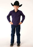 Roper Boys Long Sleeve Snap Solid Black Fill Purple Western Shirt - Roper - Flyclothing LLC