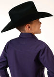Roper Boys Long Sleeve Snap Solid Black Fill Purple Western Shirt - Roper - Flyclothing LLC