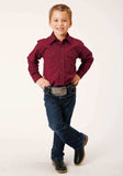 Roper Boys Long Sleeve Snap Black Fill Solid Wine Western Shirt - Roper - Flyclothing LLC