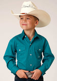 Roper Boys Long Sleeve Snap Solid Poplin Stretch Turquoise Western Shirt - Roper - Flyclothing LLC