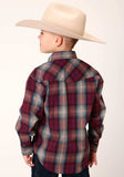 Roper Boys Long Sleeve Snap Wine Plaid Western Shirt - Roper - Flyclothing LLC