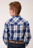 Roper Boys Long Sleeve Snap Royal Plaid Western Shirt - Roper - Flyclothing LLC