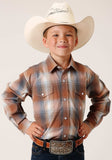 Roper Boys Long Sleeve Snap Copper Ombre Plaid Western Shirt - Roper - Flyclothing LLC