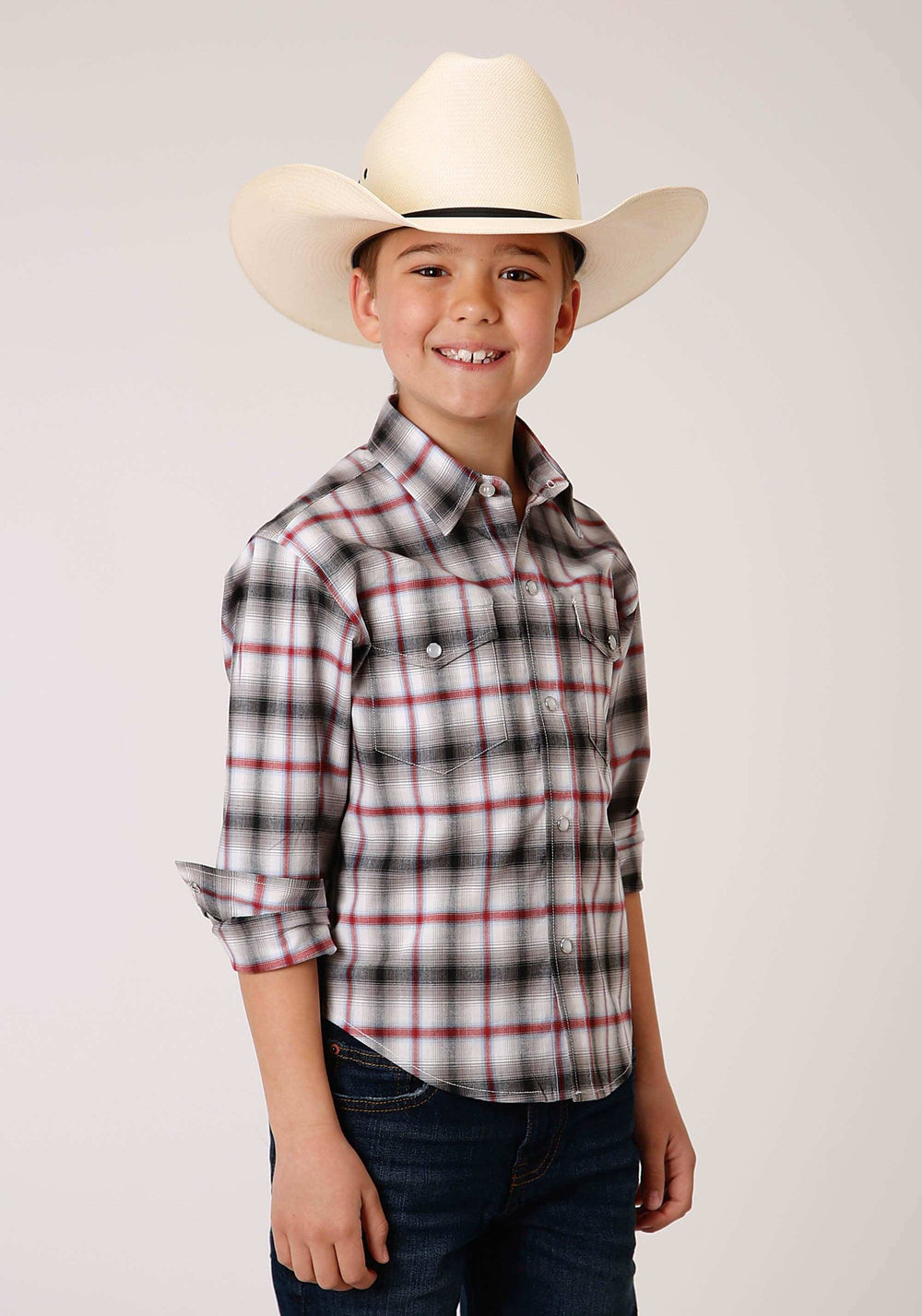 Roper Boys Long Sleeve Snap Classic Ombre Stretch Plaid Western Shirt - Roper - Flyclothing LLC