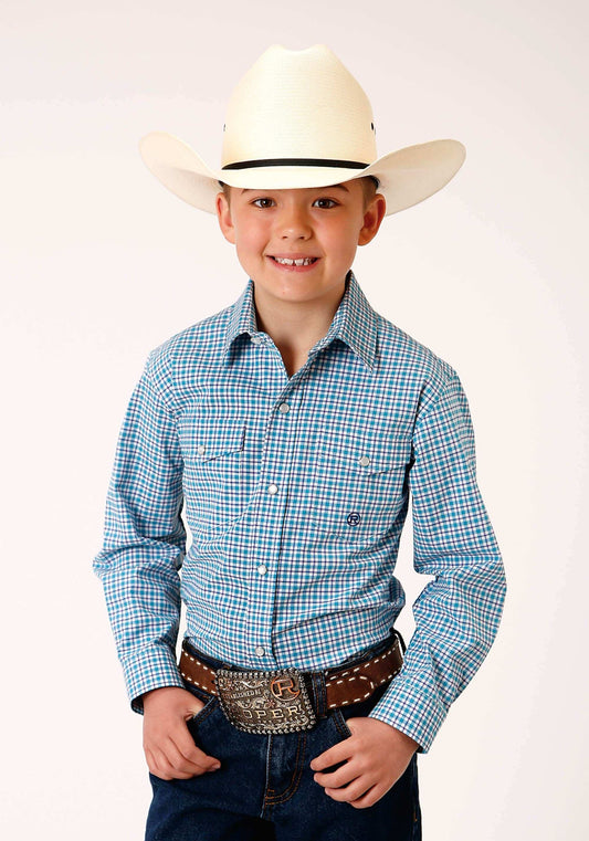 Roper Boys Long Sleeve Snap Stretch Check Western Shirt - Roper - Flyclothing LLC
