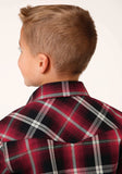 Roper Boys Long Sleeve Snap Saddle Plaid Western Shirt - Roper - Flyclothing LLC