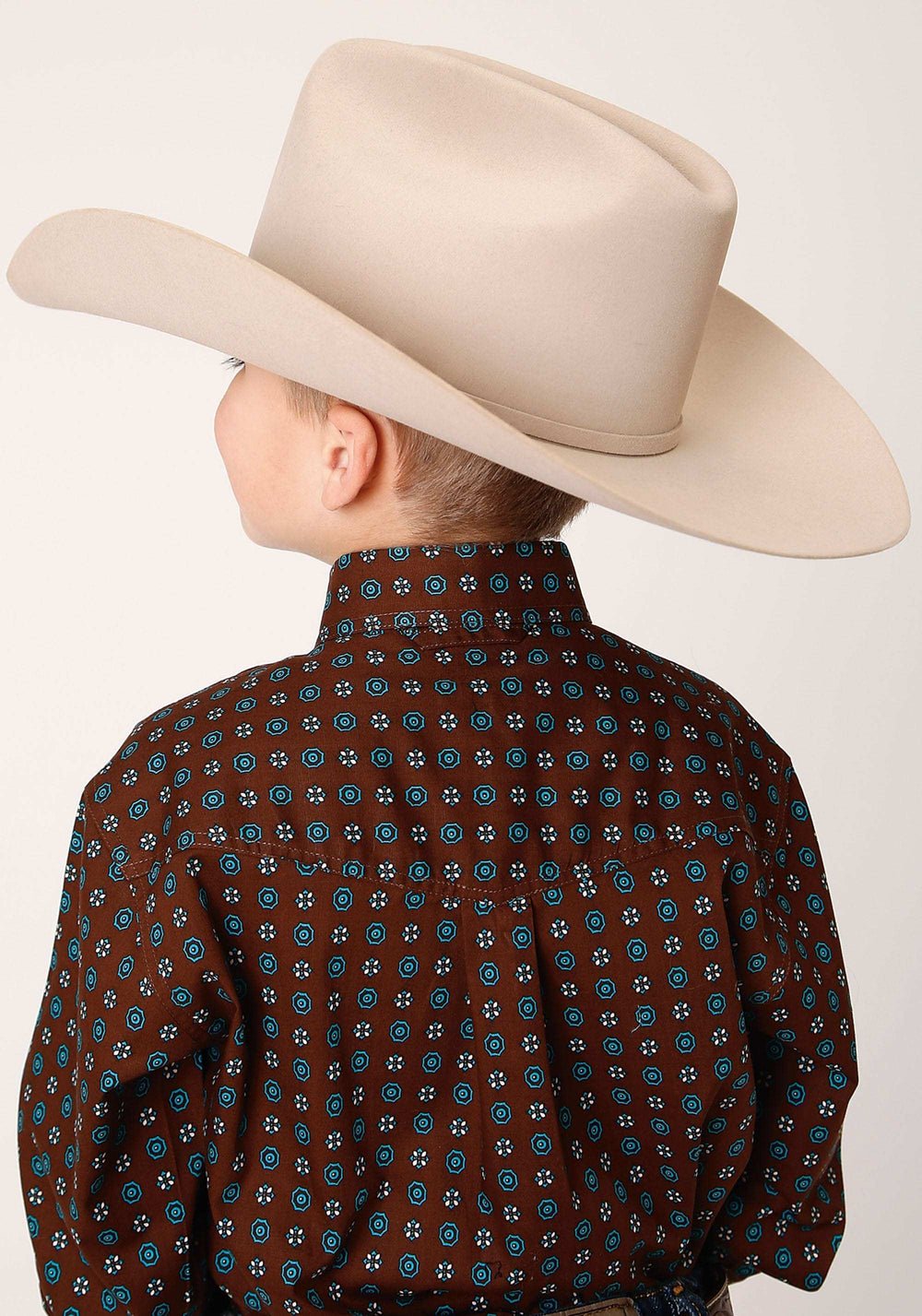 Roper Boys Long Sleeve Button Chocolate Agave Foulard Western Shirt - Roper - Flyclothing LLC