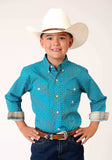 Roper Boys Long Sleeve Button Turquoise Foulard Western Shirt - Roper - Flyclothing LLC