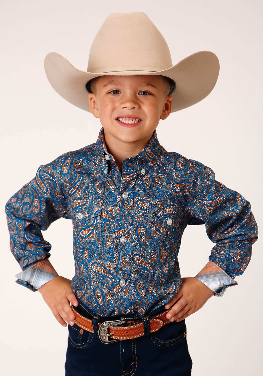 Roper Boys Long Sleeve Button Amarillo Paisley Western Shirt - Roper - Flyclothing LLC