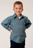 Roper Boys Long Sleeve Button Azure Neat Western Shirt - Roper - Flyclothing LLC