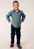 Roper Boys Long Sleeve Button Azure Neat Western Shirt - Roper - Flyclothing LLC