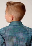 Roper Boys Long Sleeve Button Azure Neat Western Shirt - Roper - Flyclothing LLC