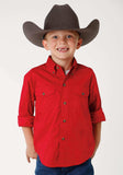 ROPER BOYS ROPER MENS RED SOLID LONG SLEEVE WESTERN BUTTON SHIRT - Roper - Flyclothing LLC